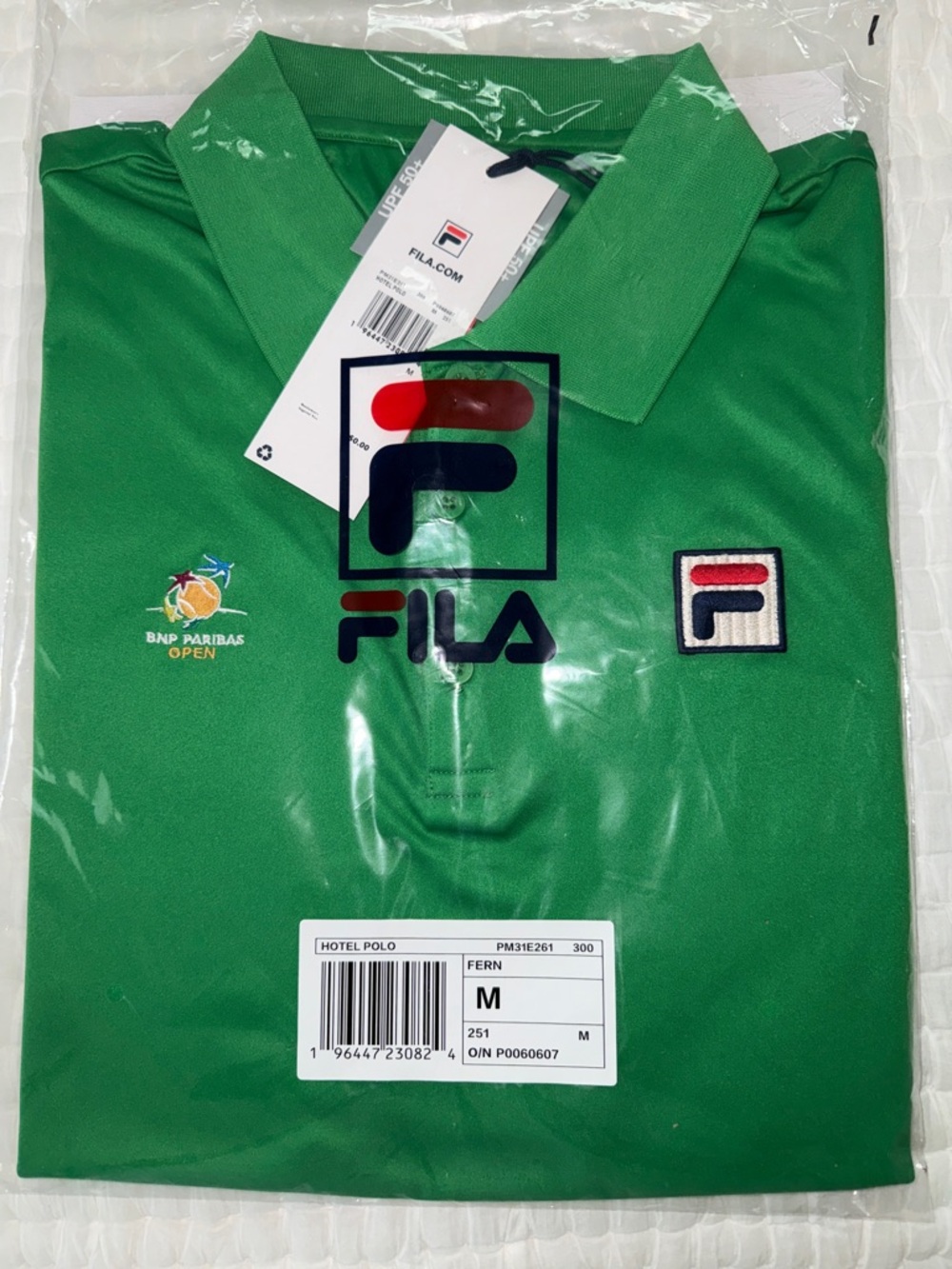 Fila Official BNP Paribas Tennis Open Polo Shirt, MED ., NWT